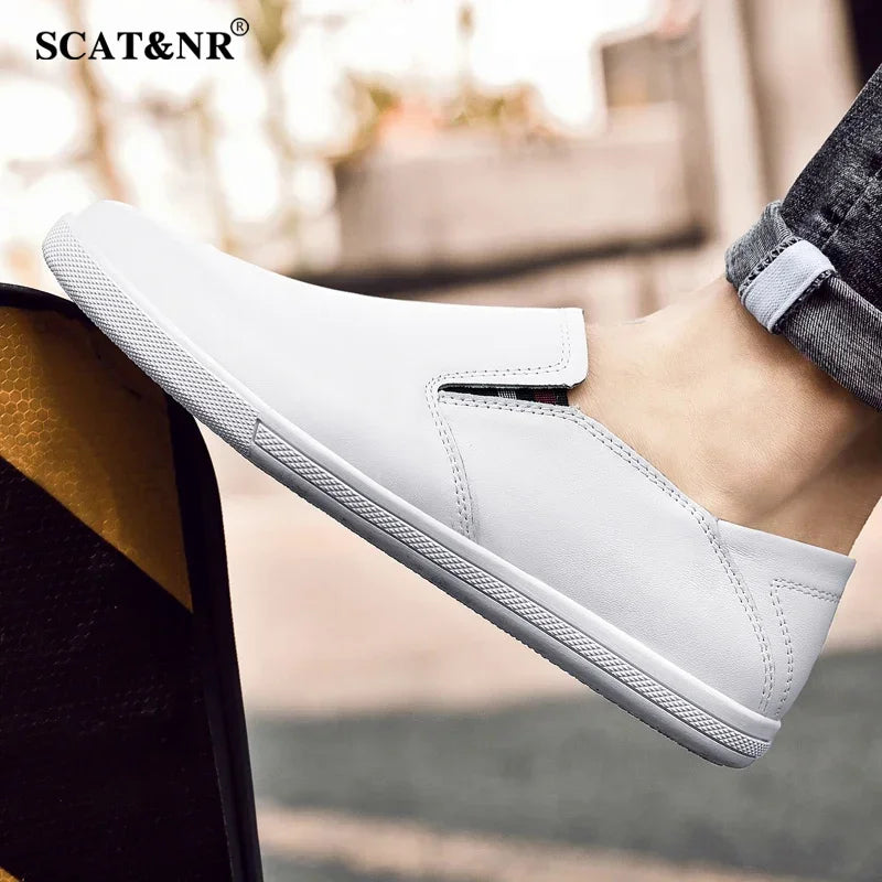 White Moccasin Men's Loafers