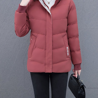 Elegant Puffer Jacket - with Zipper Front & Side Pockets, Long Sleeves