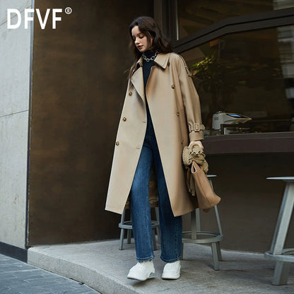 DFVF Detachable Double Collar Extended Trench Coat-Female