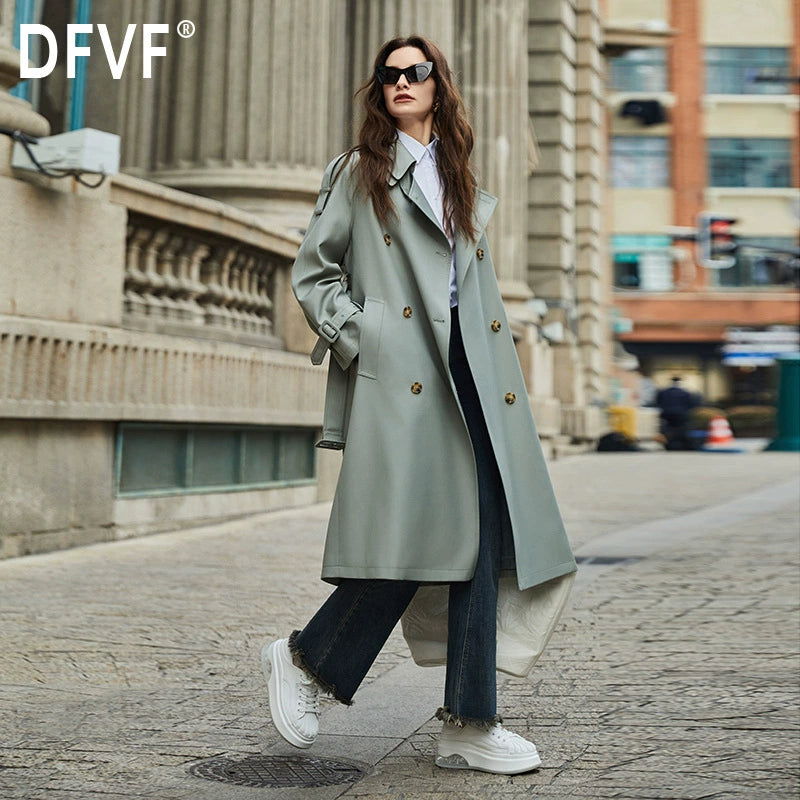 DFVF Detachable Double Collar Extended Trench Coat-Female