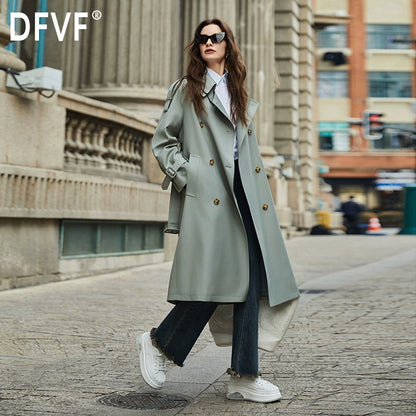 DFVF Detachable Double Collar Extended Trench Coat-Female