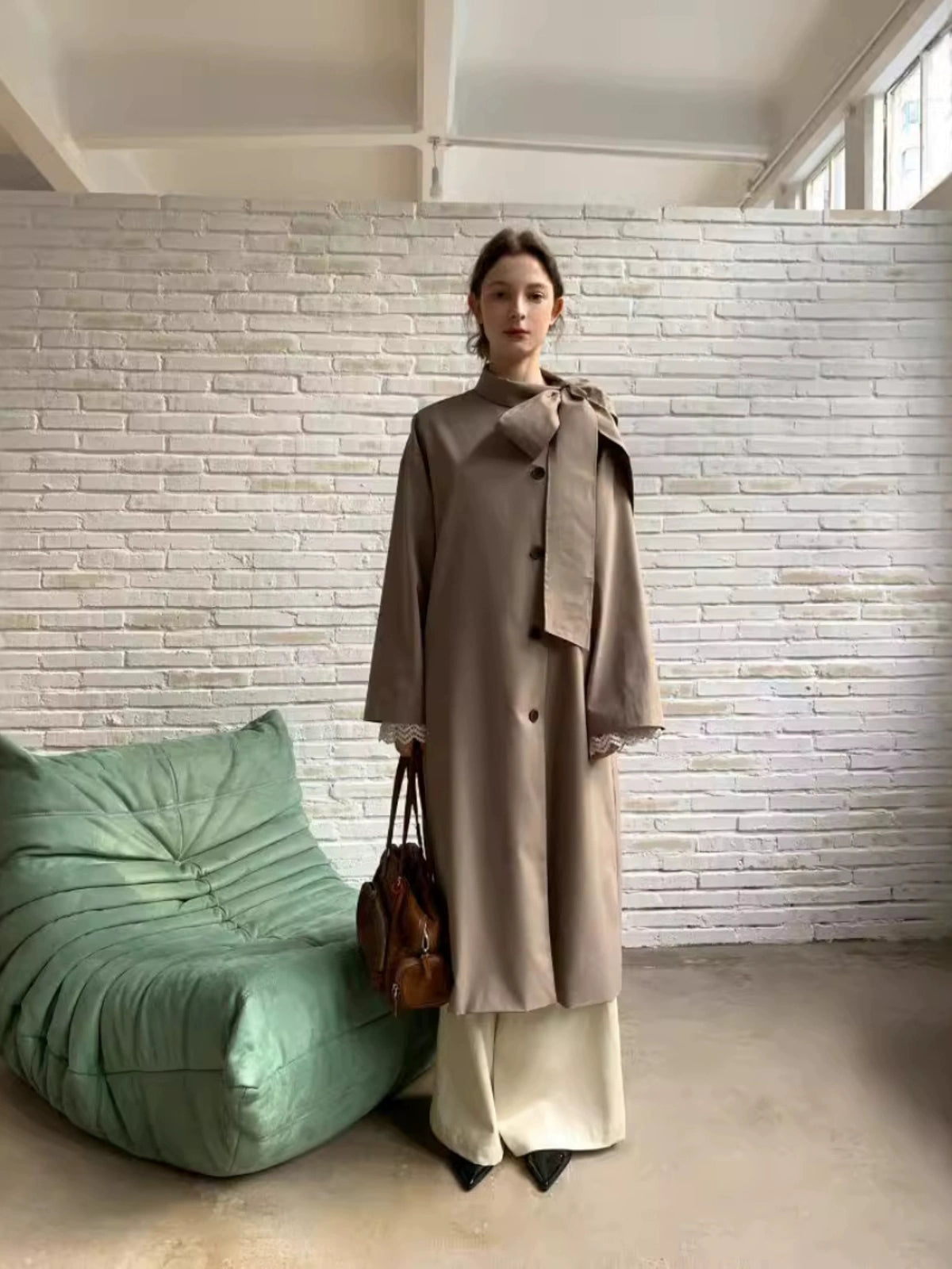 Retro Work Trench Coat-Female