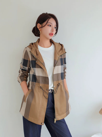 European Station Hooded Casual Trench Coat