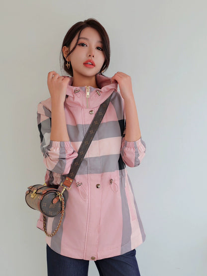 European Station Hooded Casual Trench Coat