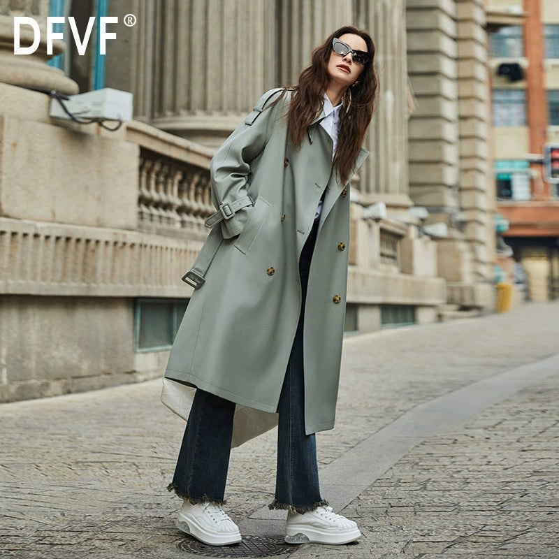 DFVF Detachable Double Collar Extended Trench Coat-Female