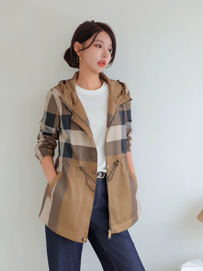 European Station Hooded Casual Trench Coat