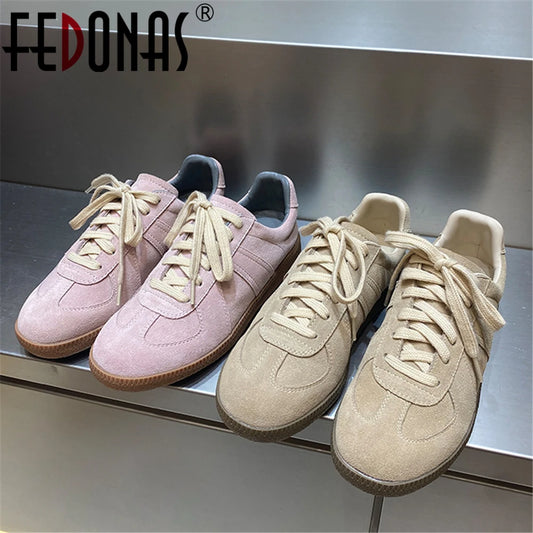 FEDONAS New Genuine Leather Sneakers Woman