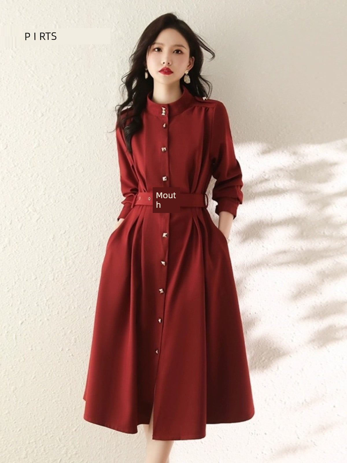 Baozi Fashion Elegant Dress Shoelace Long Trench Coat