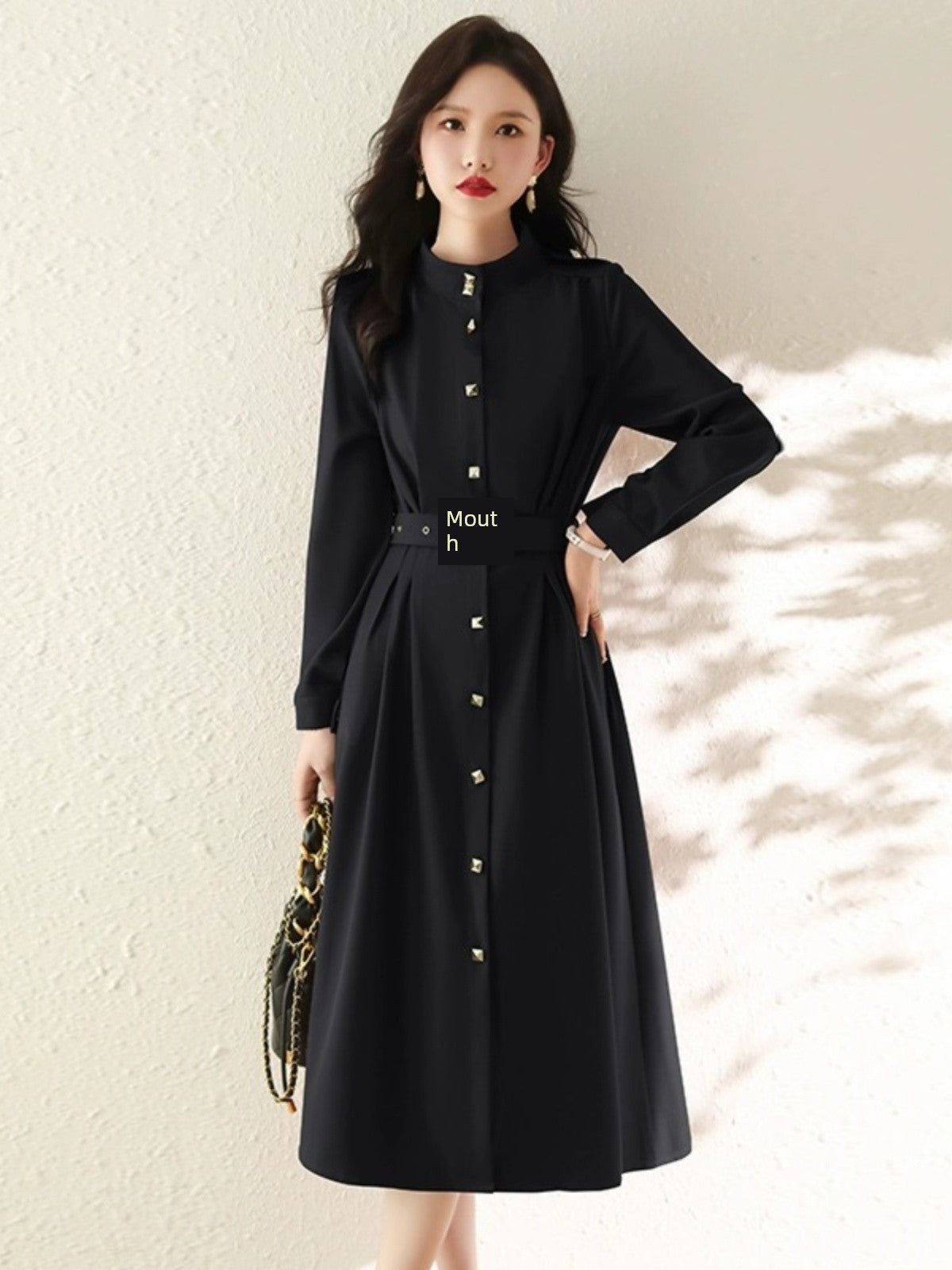 Baozi Fashion Elegant Dress Shoelace Long Trench Coat